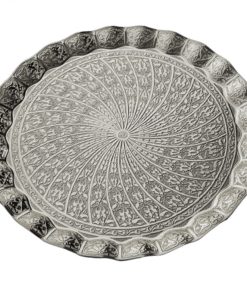 Silver Color Ottoman Style Round Tray