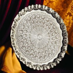 Silver Color Ottoman Style Round Tray