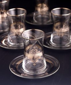 White Gold Plated Nida Arabic Tea Glasses Set