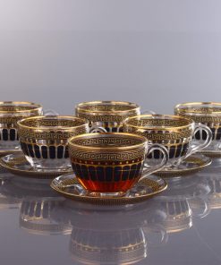 Gold Color Coffee Mugs - Tea Glasses Set For Six Person