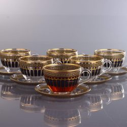 Gold Color Coffee Mugs - Tea Glasses Set For Six Person