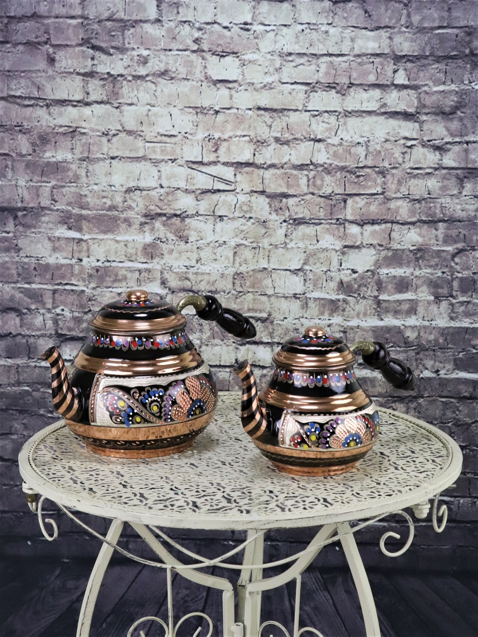 Anthracite Color Ceremony Enamel Turkish Tea Pot Kettle, Turkish