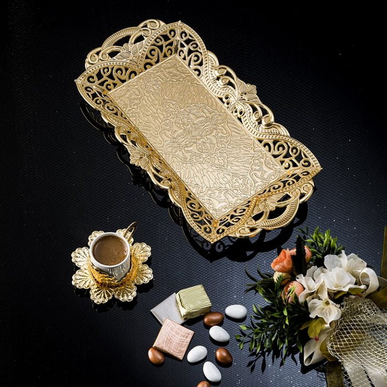 Gold Color Rectangle Serving Tray