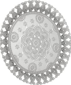 Flower Pattern Authentic Silver Serving Tray