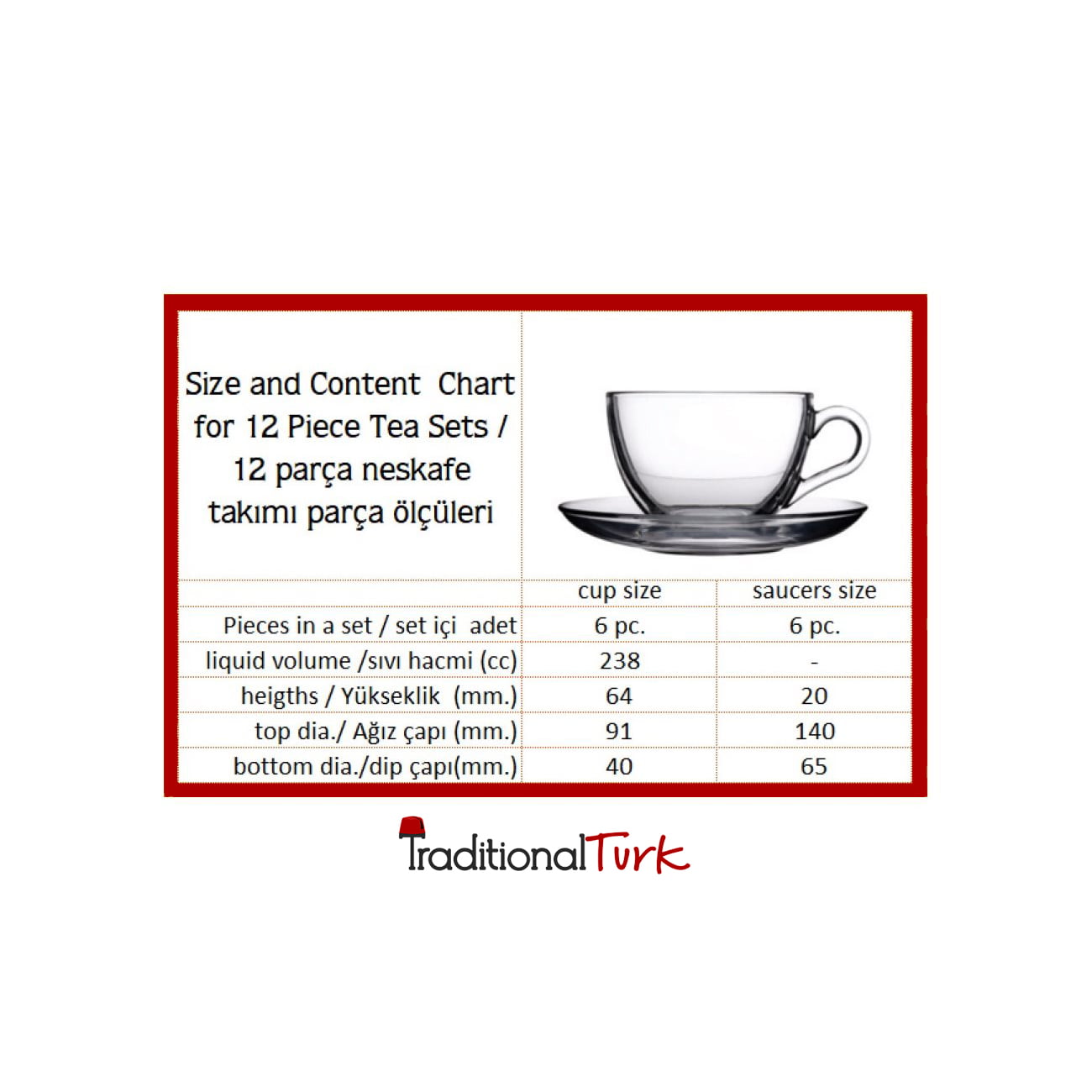 Silver Color Coffee Mugs - Tea Glasses For Six Person - Traditional Turk