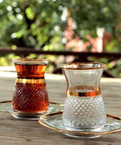 12 Pcs Irem Gold Color Turkish Tea Set