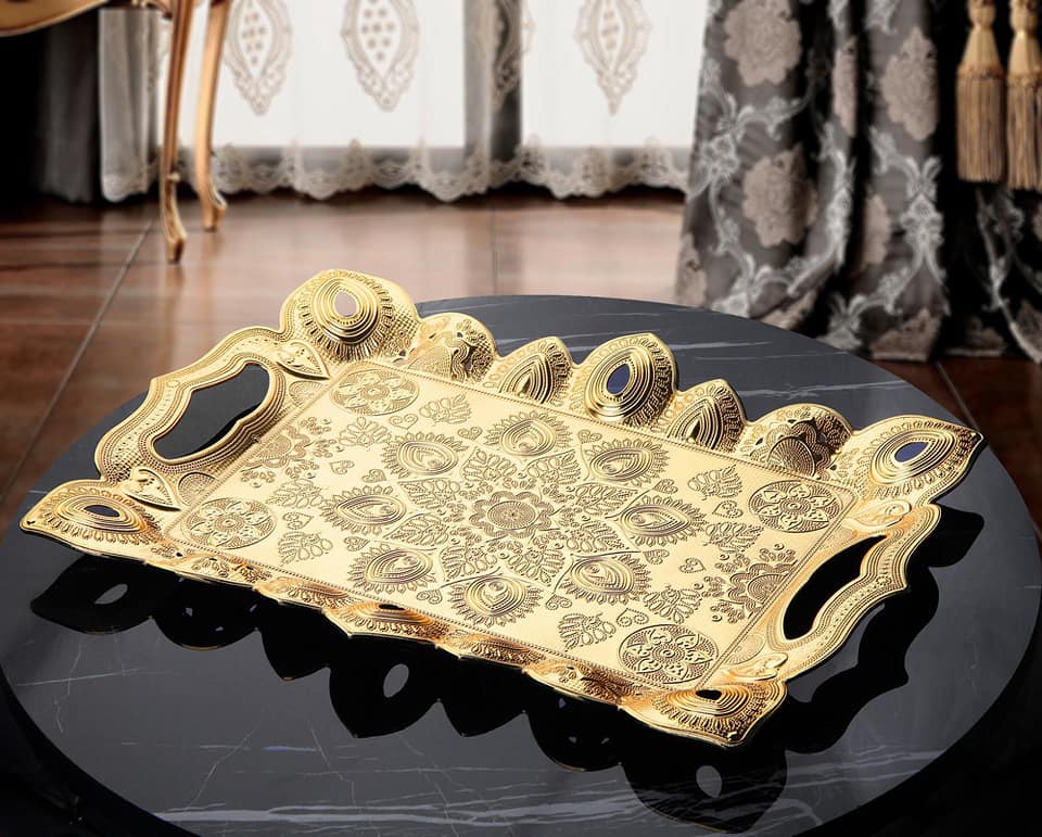 Gold Color Authentic Turkish Serving Tray