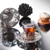Silver Color Ahu Turkish Tea Cups Set For Six Person