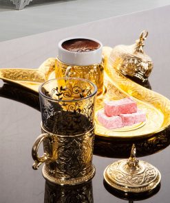 Lalezar Gold Color Turkish Coffee Set