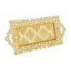 Gold Color Serving Tray For 2 Glasses