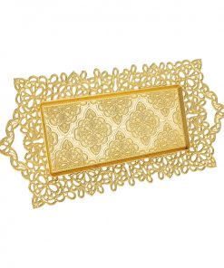 Gold Color Serving Tray For 2 Glasses