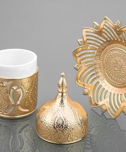 Gold Color Tulip Design Coffee Set For Six Person