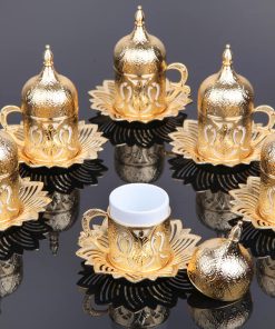Gold Color Coffee Cups Tulip Design Six Person