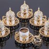 Gold Color Turkish Coffee Cups Tulip Design For Six Person