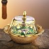 Gold Colour Vintage Style Snack Bowl With Glass Lid