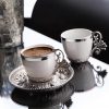 Silver Color Cream Porcelain Coffee Set