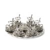 Silver Color Crystal Plated Turkish Tea Set With Tray