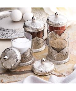 Silver Color Authentic Spice Jar Set For Four