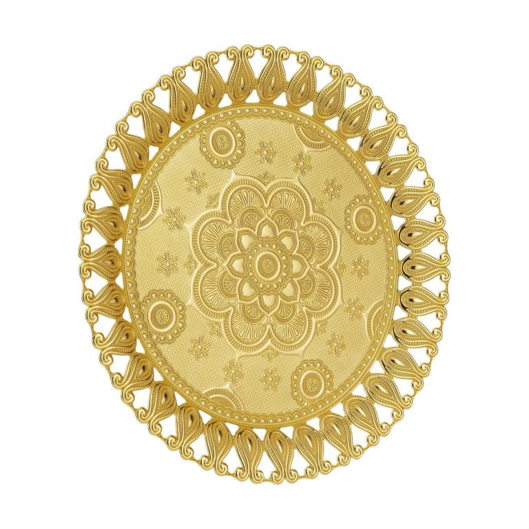 Flower Pattern Authentic Gold Serving Tray