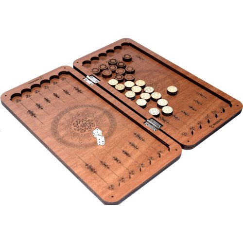 Portable Mini Wood Backgammon With Leather Bag