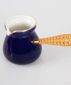 Navy Blue Color Telkari Porcelain Turkish Coffee Pot