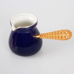 Navy Blue Color Telkari Porcelain Turkish Coffee Pot