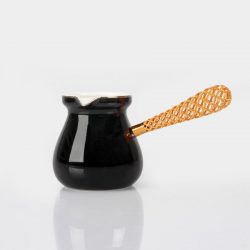 Black Color Telkari Porcelain Turkish Coffee Pot