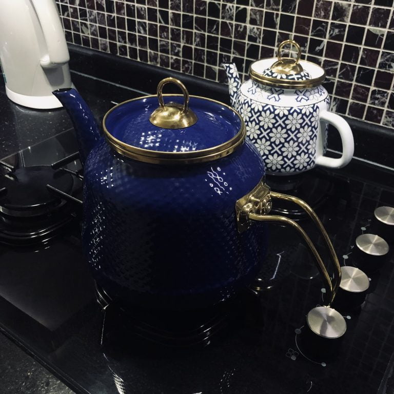 Glaze Dark Blue Enamel Turkish Tea Pot Kettle, Turkish Teapot, Tea Kettle