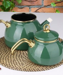 Green Color Glory Enamel Turkish Tea Pot Kettle, Turkish Teapot, Tea Kettle