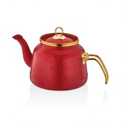 Glaze Red Enamel Turkish Tea Pot Kettle, Turkish Teapot, Tea Kettle