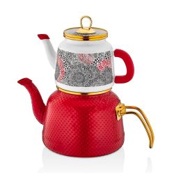 Glaze Red Enamel Turkish Tea Pot Kettle