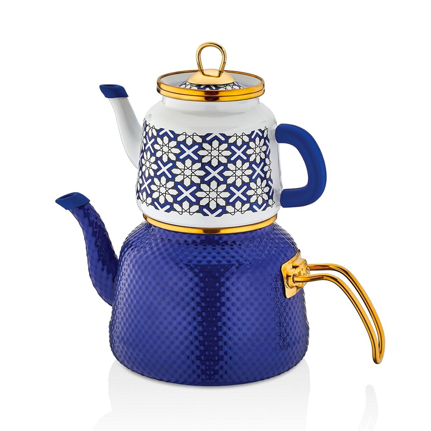 Vintage Small Blue Tea Kettle, Blue Enamelware, Tea Kettle