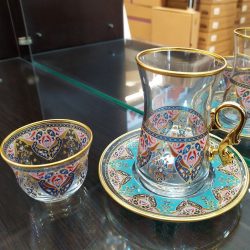 18 Pcs Pasabahce Evla Turkish Tea Set with Mirra Cups