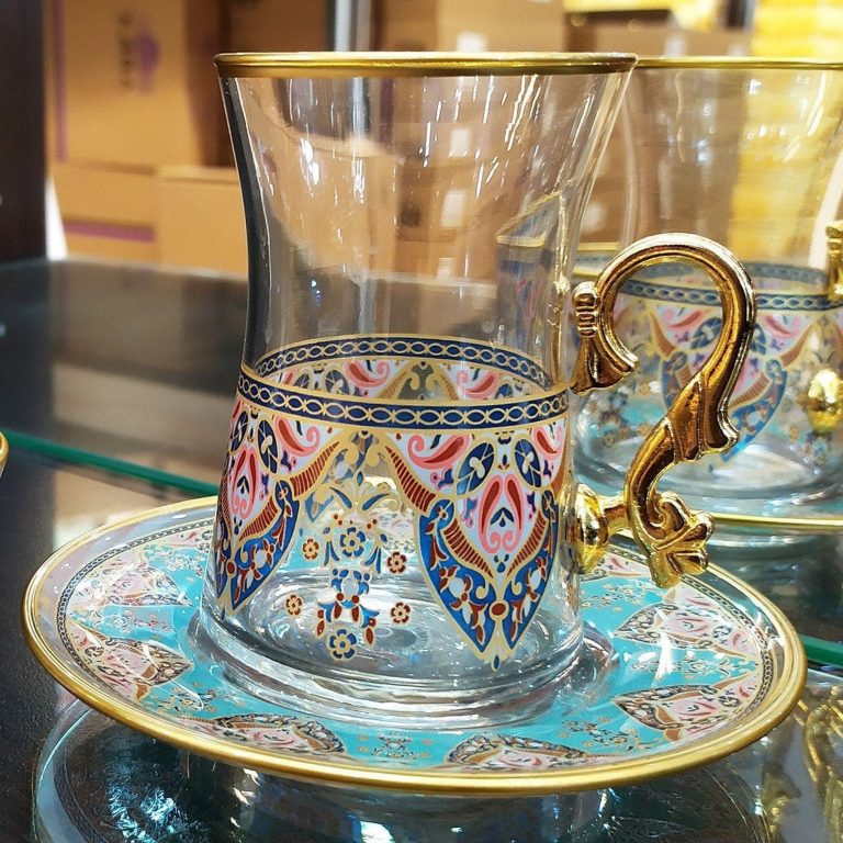18 Pcs Pasabahce Evla Turkish Tea Set with Mirra Cups