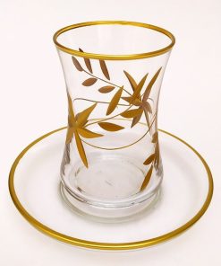 Gold Gilded Flower Pattern Turkish Tea Set