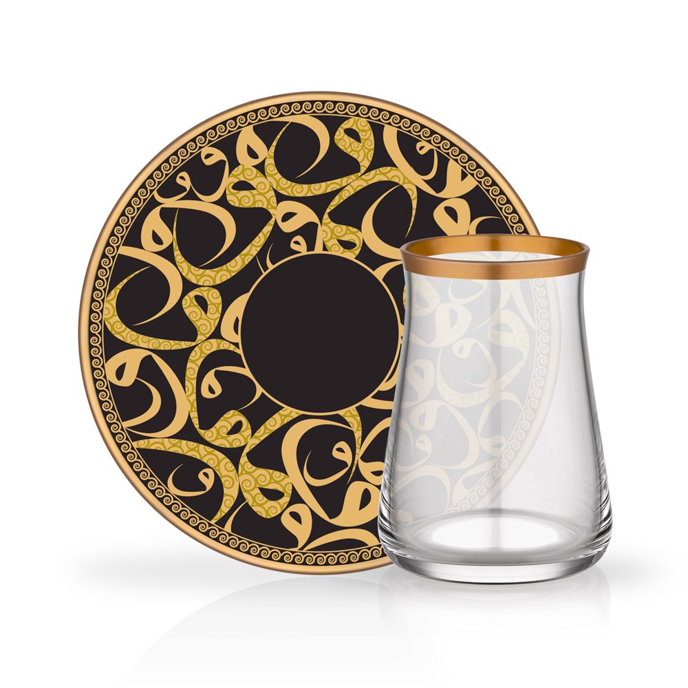 12 Pcs Glazze Mirage Crystal Luxury Tea Set, Arabic Tea Set