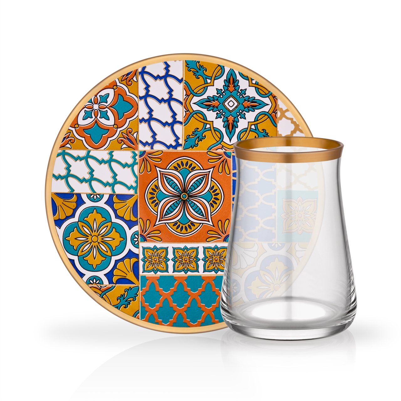 Gold Plated Nida Arabic Tea Glasses Set - Traditional Turk