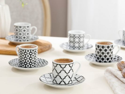 12 Pcs Rio Porcelain Turkish Coffee Set