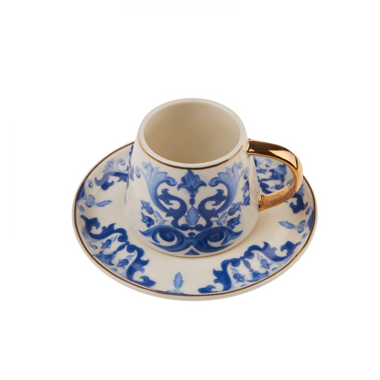 4 Pcs Karaca Stream Luxury Porcelain Turkish Coffee Set for 2 Person