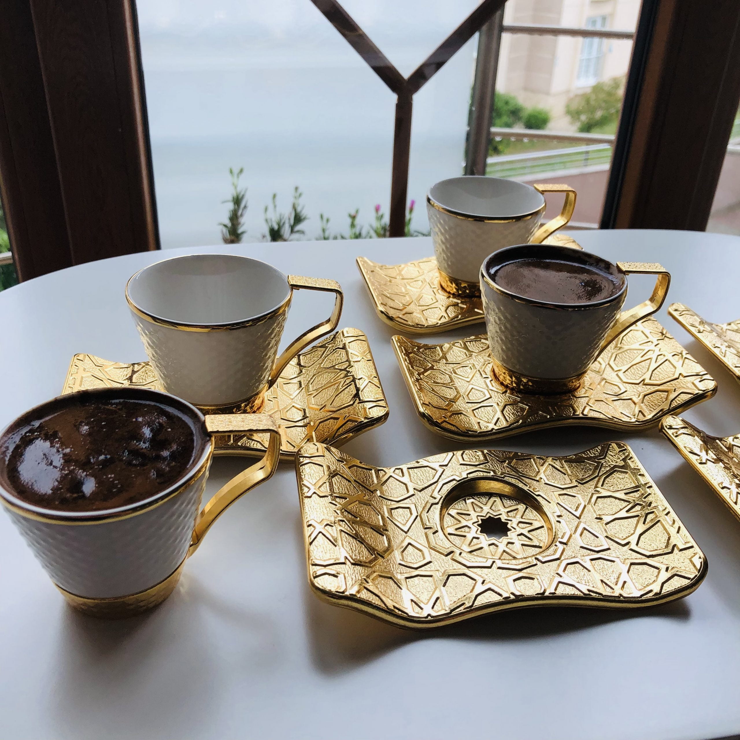 Elegance Luxury Gold Color Coffee Set - Traditional Turk