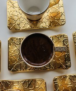 Luxury Gold Color Turkish Coffee Cup Set For Six Person
