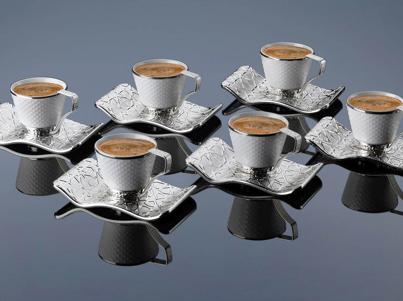 Silver Color Safa Tea Cups Set For 6 Person –