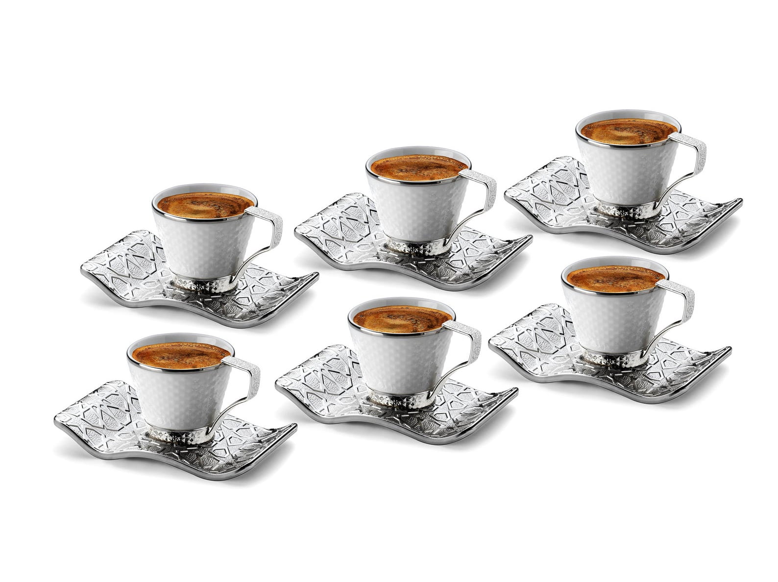 Luxury Gold Color Turkish Coffee Cup Set For Six Person - Traditional Turk