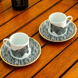 Zebra Pattern Turkish Coffee Cup Set, 2 / 4 / 6 Person
