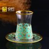 12 Pcs Pasabahce Agra Turquoise Turkish Tea Set For Six Person