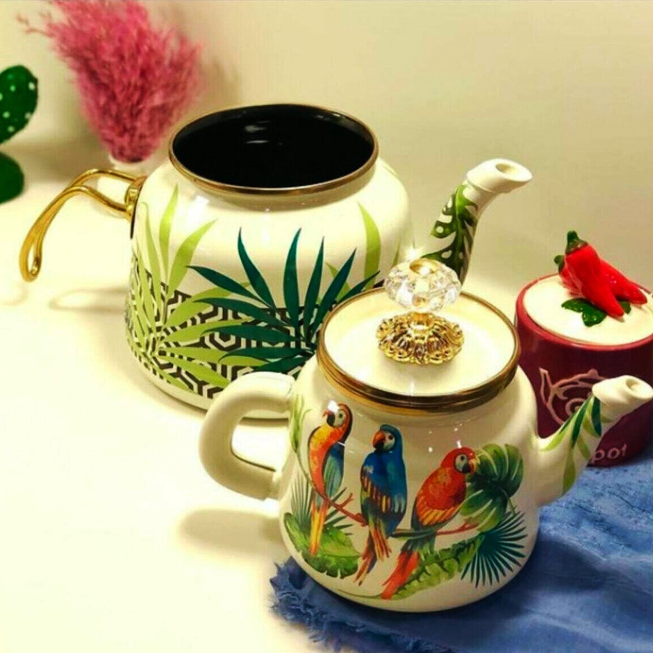 Turquoise Color Glory Enamel Turkish Tea Pot Kettle, Turkish Teapot, Tea  Kettle