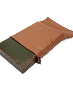 Khaki Color Leather & Wood Luxury Backgammon Set