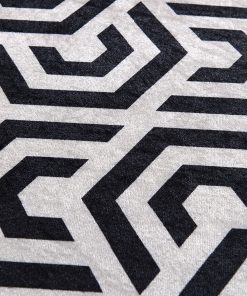 Line Black Color Bath Carpet, Kids Room Rug 100 cm