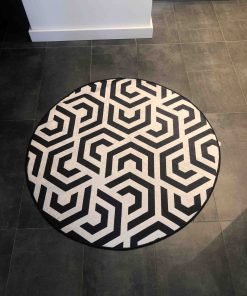 Line Black Color Bath Carpet, Kids Room Rug 100 cm
