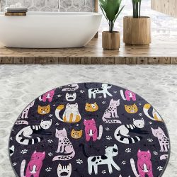 Park Cat Colorful Bath Carpet, Kids Room Rug 100 cm